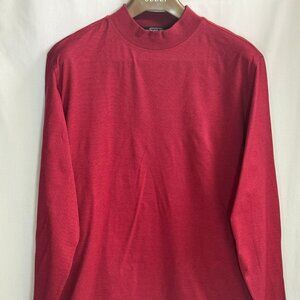 NWOT Carnoustie Men's Mock Neck 100% Cotton Long Sleeve Shirt - Red Berry - XL